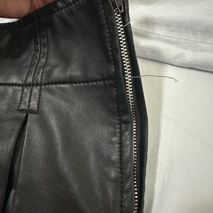 Free People vegan pleated micro mini skirt skort black faux Leather nwot sizes